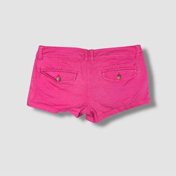 American Eagle Shortie Khaki Twill Shorts Size 2 Pink Low Rise Stretch - Picture 5 of 7